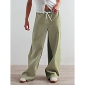billiga breda ben och hög midja-dam bomullsblandad denim culottes vida ben semester vintage snygg full längd medelhög midja randig lapptäcke randig bekväm oelastisk utomhus semester hem marinblå jordgul svart armégrön