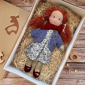 baratos Bonecas-Boneca Waldorf feita à mão para bebês meninas com conjuntos de roupas - boneca de pelúcia macia de 11,8 polegadas para crianças pequenas, presente de Natal ideal para crianças