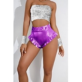 preiswerte Unterteile-Retro Vintage 1980er Glänzend Metallisch Shorts Hotpants Disco Einfarbig Kostüm Damen Karnevalskostüm Karneval Club Pride Parade Pride-Monat Erwachsene Shorts