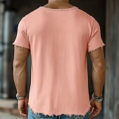 ieftine Tricouri din bumbac și in-Bărbați Tee Top Tricou din in Manșon scurt Mânecă scurtă Stil Nautic Vară Simplu Modă Designer De Bază Moale Vacanță Stradă Casual Albastru Deschis Negru Alb Top tricou pentru bărbați