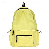 abordables Sacs à dos-Sac à dos d&#039;école unisexe en nylon léger – sac à dos résistant à l&#039;eau de couleur unie pour adolescents et étudiants