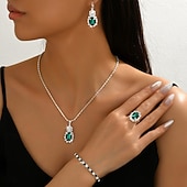 economico Parure di gioielli-Set di gioielli da sposa 4 Diamanti d'imitazione 1 Collana 1 Bracciale 1 Anello Orecchini Per donna Vintage Personalizzato Classico Adorabile Classico Amore Prezioso Parure di gioielli Per Matrimonio