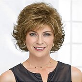 Synthetic Wig Curly With Bangs Machine Made Wig Short A1 Synthetic Hair Women's Soft Fashion Easy to Carry Brown4