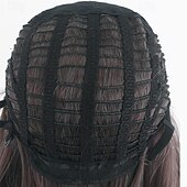 economico Parrucche da festa-parrucca lunga e liscia grigio argento per donna – fibra ad alta temperatura, con mèches, frangia piena, parrucca per tutta la testa, ideale per cosplay, Halloween e uso quotidiano