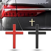 abordables Autocollants muraux-Lot de 4 autocollants en métal représentant une croix de Jésus-Christ, emblème en métal 3D pour voiture, moto, vélo électrique, décoration de logo arrière pour modification de véhicule