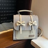 economico Zaini per Bambini e Adolescenti-Graziosa borsa a tracolla con fiocco per ragazze: piccola borsa a tracolla in tela e PU per la scuola, le gite del fine settimana e l'abbigliamento casual