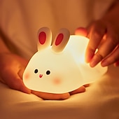 tanie Lampki nocne i dekoracyjne-duża królicza lampka nocna, urocza lampka nocna z diodami LED w kształcie króliczka, silikonowa ściemnialna lampka nocna do pokoju dziecięcego dla dziewczynek, silikonowe ładowalne lampki nocne