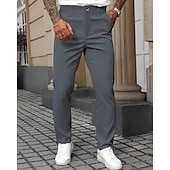 abordables Delgado-Hombre pantalones de traje Pantalones Chinos Bolsillo Botones Plano Comodidad Formal Fiesta Trabajo Moda Estilo clásico Negro Blanco Microelástico