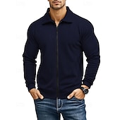 abordables Vestes Décontractées-Homme Veste Légère Veste Décontractée Vacances Quotidien Respirabilité Avec Poches Jacquard Printemps Automne Uni Mode Classique Revers Régulier Noir Blanche bleu marine Kaki Gris Claire Veste