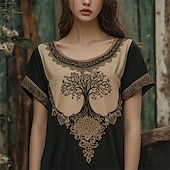 ieftine tricou grafic-Pentru femei Tricou Tee Top Plante Modă Hawaiană Modern Manșon scurt Stil Nautic Topuri obișnuite Zilnic Ieșire Imprimeu Kaki Vară