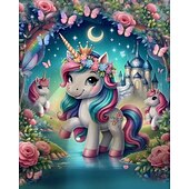 tanie Sukienka 3D Shining Vision-Dziewczyny &#039; 3D Jednorożec Sukienka Długi rękaw Lato Wiosna Urlop Codzienny Święto Księżniczka Piękny Słodkie Dzieci 4-12 lat Codzienne sukienki Sukienka A line Do kolan Regularny