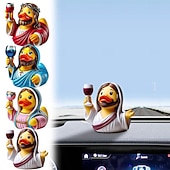 abordables Estatuas-Figura de pato de Jesús María, estatua de pato de resina, regalo de decoración religiosa para el hogar, divertida escultura de pato de goma católico para escritorio, estante o exhibición de mesa.