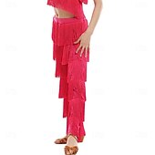 voordelige Latin danskleding-Meisjes Latijns-Amerikaanse dansbroek met kwastjes, danszaaldans, professionele kinderrumba tango salsa oefenbroek met kwastjes.