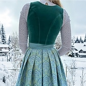 levne Dirndl-Pivo Oktoberfest Oktoberfest Šaty Dámské šaty Trachtenkleader Oktoberfest / pivo Bavorský Wiesn Louky Dámské Karneval Párty Pivní festival Tradiční Styl Tkanina Šaty Zástěra Bez halenky