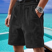 voordelige Casual korte broek-Voor heren Wafel korte broek Korte broek Zomer korte broeken Casual korte broek Zak Elastische taille Trekkoord Effen Comfort Ademend Korte Buiten Vakantie Sport Casual Zwart Wit