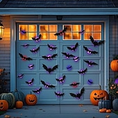 levne Halloween v interiéru-Halloweenské nástěnné dekorace s netopýry, svítící 3D samolepky s netopýry různých velikostí na halloweenskou párty, dekorace oken do ložnice, vnitřní i venkovní samolepky na dům