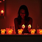 お買い得  ハロウィン室内-ハロウィンかぼちゃランタン 光る装飾小道具 3頭ミュータントかぼちゃランタン 雰囲気のある飾りランプ 1個
