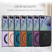 abordables Coques Samsung-téléphone Coque Pour Samsung Galaxy Z Flip 7 Z Flip 6 Z Flip 5 Z Flip 4 Z Flip 3 Coque Arrière Supporte la Charge Sans Fil Support Antichoc Rétro TPU faux cuir