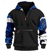 abordables sudaderas basicas hombre-Hombre Sudadera Sudadera con capucha y cremallera de un cuarto Rojo Azul Piscina Naranja Verde Trébol Gris Con Capucha camuflaje Retazos Bolsillo Deporte Diario Festivos Poliéster Ropa de calle