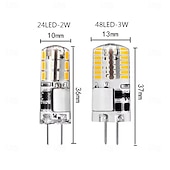 זול נורות דו-פיניות לד-10 יחידות נורת לד G4 AC/DC12V ללא הבהוב, 2W 3W סיליקון, 24/48 נוריות SMD3014, בהירה במיוחד, מחליפה נורת הלוגן של 30W