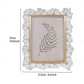 cheap Tabletop Picture Frames-White Resin Photo Frame with Gold-Edged 3D Daisy Design, Square Picture Frame for Desktop Display, Horizontal and Vertical Use, Ideal for Home Decor and Photography Props