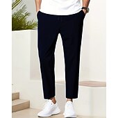 billige uformelle bukser-Herre Mager Bukser Uformelle bukser Lomme Elastisk midje Snorer عادي Komfort Ankel-lengde Sport &amp; Utendørs Daglig Mote Fritid Svart Navyblå Mikroelastisk