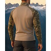 economico Cime-Per uomo Felpa con mezza zip Felpa militare Manica Lunga Collo alla coreana Top Esterno Traspirante Misto Cotone Mimetico Grigio scuro pitone nero Nero Viaggio Corsa