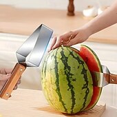 お買い得  キッチン用品＆小物-三角形の刃が付いたステンレス製のメロンスライサー、人間工学に基づいた木製ハンドルのフルーツカッター、スイカ、カンタロープなどに適した丈夫で安全なキッチンツール