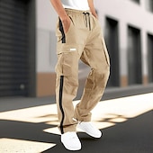 preiswerte Cargohosen-Herren Cargo-Hosen Hose Elastischer Bund Kordelzug Mehrere Taschen Einfach tragbar Outdoor Täglich Campen und Wandern Mode Klassisch Schwarz / Rot Schwarz / Weiß
