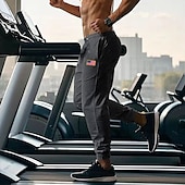 billiga Joggingbyxor-Herr Atletiska byxor Joggingbyxor Joggare Långbyxor Ficka Elastisk midja Snörning Amerikanska flaggan Komfort Utomhussport Dagligen Mode Ledigt Svart Gul Microelastisk