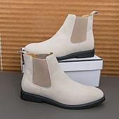 abordables Bottes de Chelsea-Bottines Chelsea blanches pour homme, idéales pour l&#039;automne et l&#039;hiver : élégantes et faciles à enfiler, idéales pour les professionnels urbains et les tenues décontractées élégantes.