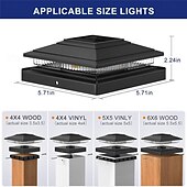 economico Luci paesaggistiche-Fari a colonna solari con luce calda e bianca integrati, luci a colonna 4x4 per esterni, impermeabili, per giardino, terrazza, recinzione decorativa, 1 pz.