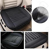 baratos Capas para bancos de automóveis-Capa de almofada para assento de carro 2 peças, universal, 5d, couro de carvão de bambu, respirável, à prova d&#039;água, protetor de assento de carro com tudo incluído