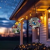 preiswerte Landschaftslichter-Solar Schmetterling Laternen Landschaft Pendelleuchte Eisen Hohl Laterne Dekoratives Licht Mesh Licht Rasen Windlicht Laterne 1Stk