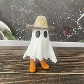 cheap Figurines &amp; Ornaments-Halloween Cowboy Cute Ghost Decoration Resin Figurine, Spooky Resin Sculpture Decor, Small Desktop Statue for Home, Office, Party Decoration