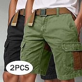 economico Classico-Per uomo Pantaloncini cargo Pantaloncini da esterno Shorts Shorts da Spiaggia Pantaloncini casual Patchwork Elastico in vita Multi-tasche Blocco di colori Indossabile Traspirante Lunghezza al