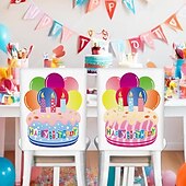 ieftine Husa scaun de sufragerie-huse de scaun festive cu desene animate pentru ziua de naștere - design pe jumătate de corp din catifea culoare piele de piersică pentru ziua de naștere &amp;decor de sărbători, huse detașabile pentru
