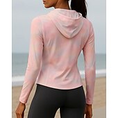 economico Felpa &amp; Sweatshirt-Per donna Giaccia da corsa Giacca da esterno Giacca con cappuccio Cerniera completa Manica Lunga Top Athleisure Protezione Solare Antivento All&#039;aperto Corsa Yoga abbigliamento sportivo Abbigliamento