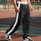 baratos Calças Desportivas-Homens Calças Esportivas Corredor Calças Calça casual Calças de Corrida Listra lateral Cintura elástica Com Cordão Tecido Conforto Comprimento total Ao ar livre Casual Diário Férias Esportes Preto