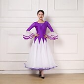 olcso Báli ruha-Társastánc Ruha Illesztés Kristályok / Strasszok Női Teljesítmény Parti Hosszú ujj Organza Lycra