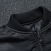 preiswerte Kunstlederjacke-Herren Kunstlederjacke Bomberjacke Bikerjacke Motorradjacke Urlaub Täglich Winddicht Warm Tasche Frühling Herbst Buchstabe Mode Klassisch Stehkragen Regulär Schwarz Armeegrün Dunkelblau Jacken