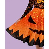 billiga Flickans Halloween kostymer-Halloween Flickor 3D Spöke Klänning Långärmad Sommar Vår Semester Dagligen Helgdag Prinsessa Skön Ljuv Barn 4-12 år Vardagsklänning A linjeklänning Knälång Normal