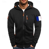 abordables sweats à capuche basiques pour hommes-Homme Sweat à capuche Sweat à capuche zippé intégral Veste de survêtement Noir Blanche Vin Vert Véronèse bleu marine À capuche Uni Zip Up Patchwork Poche Avant Sport &amp; Loisir Occasionnel Quotidien