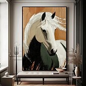 abordables Peintures animaux-Peinture à l&#039;huile de cheval texturée 3D peinte à la main, peinture animale, cadre noir élégant - coups de pinceau impasto audacieux dans des teintes vives, art mural contemporain moderne pour la