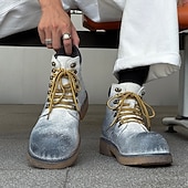abordables Bottes de randonnée-Bottines à lacets en daim vert pour homme – chaussures de travail vintage pour l&#039;extérieur, idéales pour la randonnée automnale, le jardinage et le quotidien