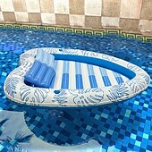 cheap Kiddie Pools-1pc Heart-Shaped Inflatable Pool Lounger with Cushion &amp; Cup Holder - Durable PVC Waterproof Floating Bed for Summer Beach &amp; Pool Parties Hydroponic Systems and Water Entertainment Relaxation