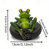 abordables Statues-Figurine de grenouille et de tortue en résine dans un canoë, ornement flottant, figurine d&#039;animal flottant réaliste avec des yeux jaunes, cadeaux idéaux pour le jardin, la piscine ou la rivière