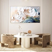abordables Pinturas abstractas-Pintura al óleo hecha a mano, lienzo, arte de pared, decoración moderna abstracta, textura de ondas de aceite gruesas para sala de estar, decoración del hogar, marco estirado, pintura colgante/lienzo