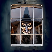 abordables Halloween-Bannière de porte 2D 1pc bannière de porte fenêtre en polyester sorcière d&#039;Halloween effrayante - polyvalente durable lavable aucune électricité nécessaire utilisation intérieure/extérieure