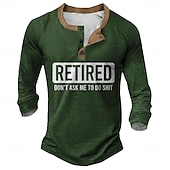 voordelige Grappige woorden-Voor heren Tekst Grappig jargon Henley-shirt Lange mouw Modieus leuke Style Dagelijks Casual Feestdagen Uitgaan Lente &amp; Herfst Alle seizoenen Zwart Groen Bordeaux Marineblauw Henley Henley-T-shirt